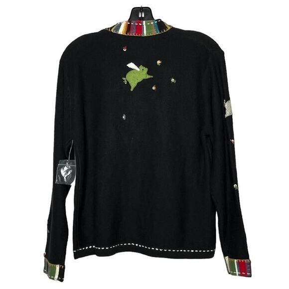 Vintage Susan Bristol Flying Pigs Embroidered Zip Cardigan Jacket Size Small - Picture 2 of 11
